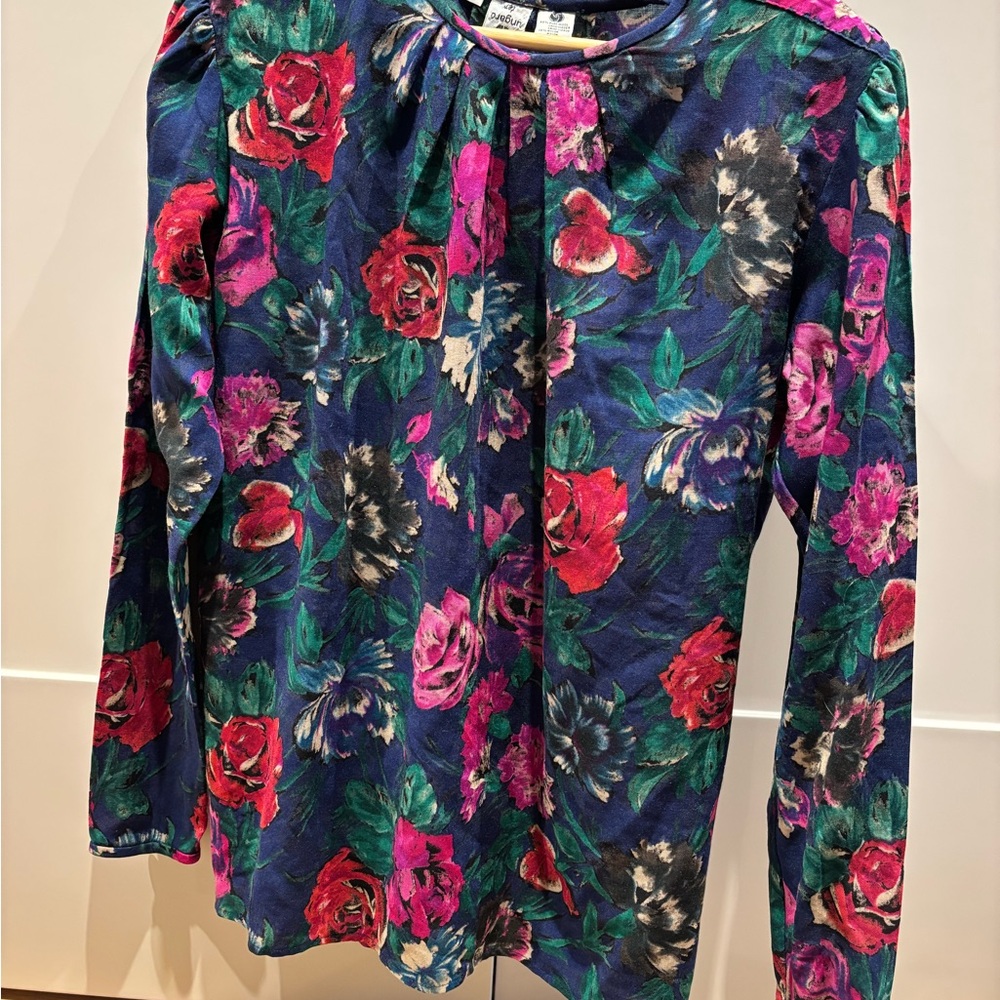Vintage Floral Women's Wool Blouse Top